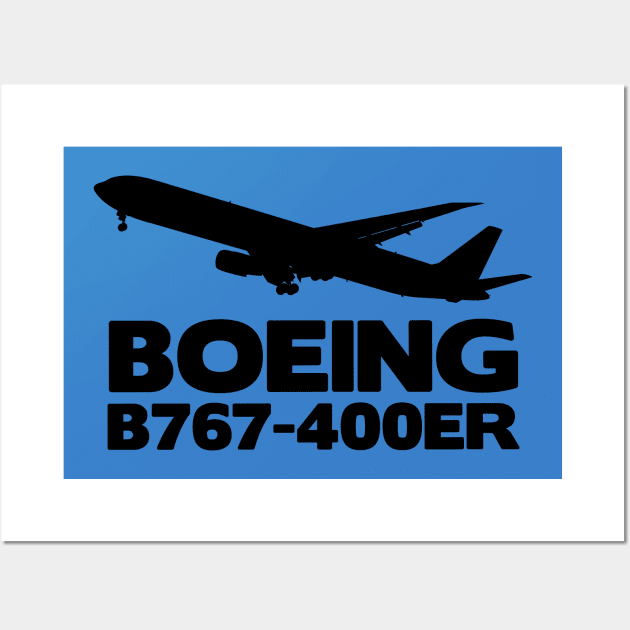 Boeing B767-400ER Silhouette Print (Black) Wall Art by TheArtofFlying
